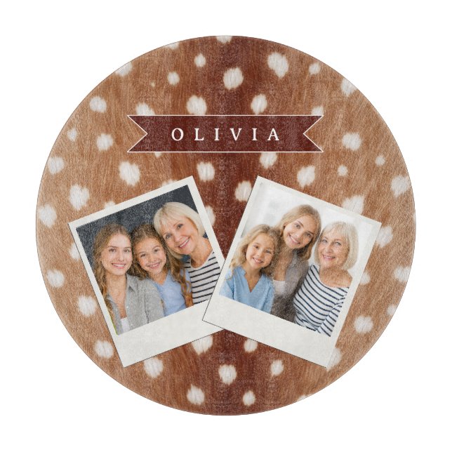 Personalized Deer Print Neutral Aesthetic Gifts Cutting Board (Front)