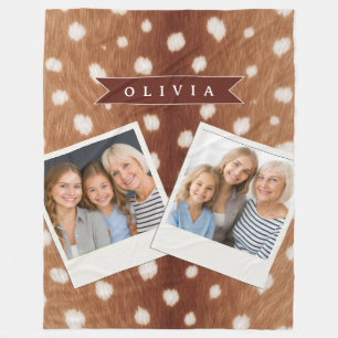 Personalized Deer Print Neutral Aesthetic Gifts Fleece Blanket