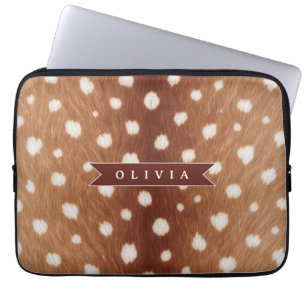 Personalized Deer Print Neutral Aesthetic Gifts Laptop Sleeve