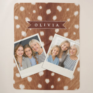 Personalized Deer Print Neutral Aesthetic Gifts Sherpa Blanket