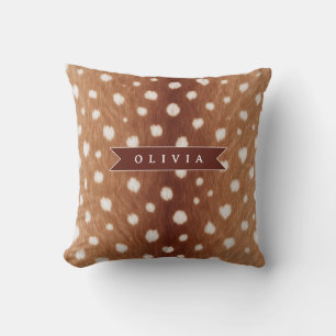 Personalized Deer Print Neutral Aesthetic Gifts Throw Pillow