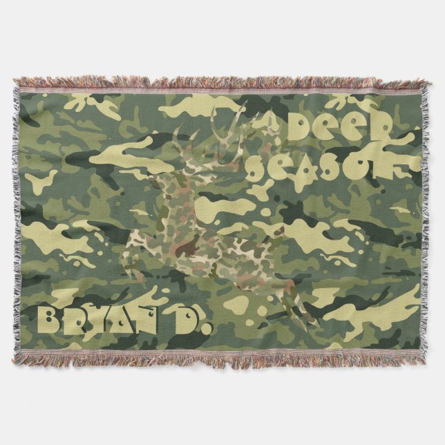 Personalized "DEER Season" Camouflage Blanket (Front)