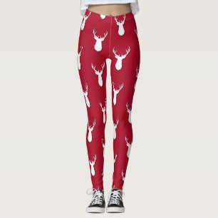 Personalized Deer Trophy Pattern Festive Leggings