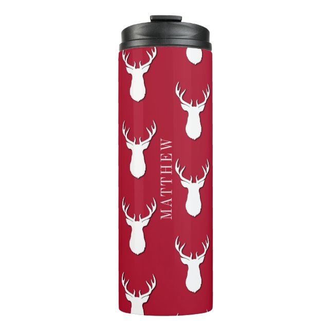 Personalized Deer Trophy Pattern Festive Thermal Tumbler (Front)