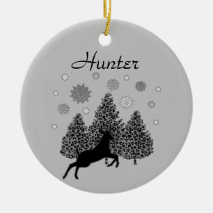 Personalized Deer Wildlife Snow Nature Christmas Ceramic Ornament