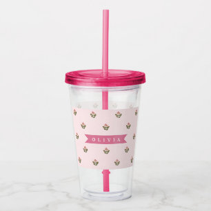 Personalized Delicate Botanical Floral Romantic Acrylic Tumbler