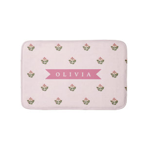 Personalized Delicate Botanical Floral Romantic Bath Mat