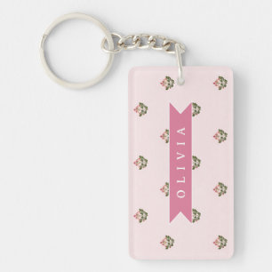 Personalized Delicate Botanical Floral Romantic Keychain