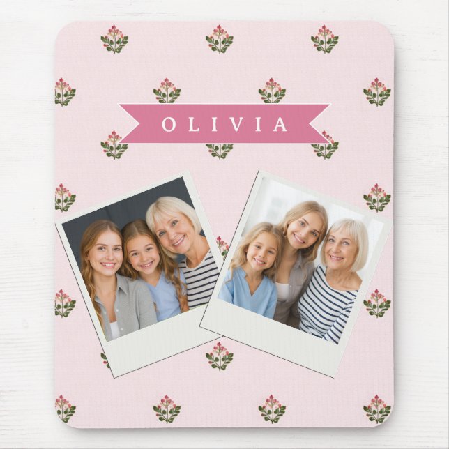 Personalized Delicate Botanical Floral Romantic Mouse Pad (Front)