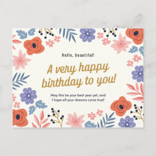 Personalized - Delicate Floral Birthday Postcard