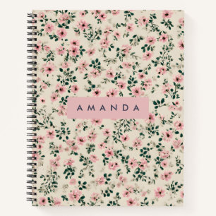 Personalized Delicate Pink Blossom Floral Notebook