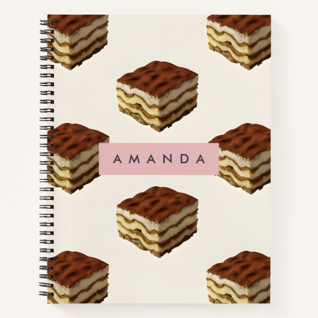 Personalized Delicious Tiramisu Dessert Pattern Notebook (Front)