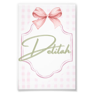 Personalized Delilah Baby Girl Nursery Gingham  Photo Print