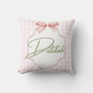 Personalized Delilah Baby Girl Nursery Gingham  Throw Pillow