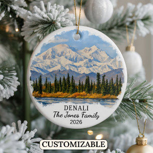 Personalized Denali National Park, Custom Alaska Ceramic Ornament