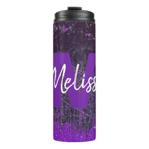 Personalized Denim and glitter Thermal Tumbler