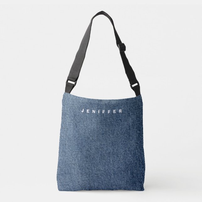 Personalized Denim Print Crossbody Bag (Front)
