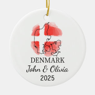 Personalized Denmark Ornament, Denmark Flag Gift Ceramic Ornament