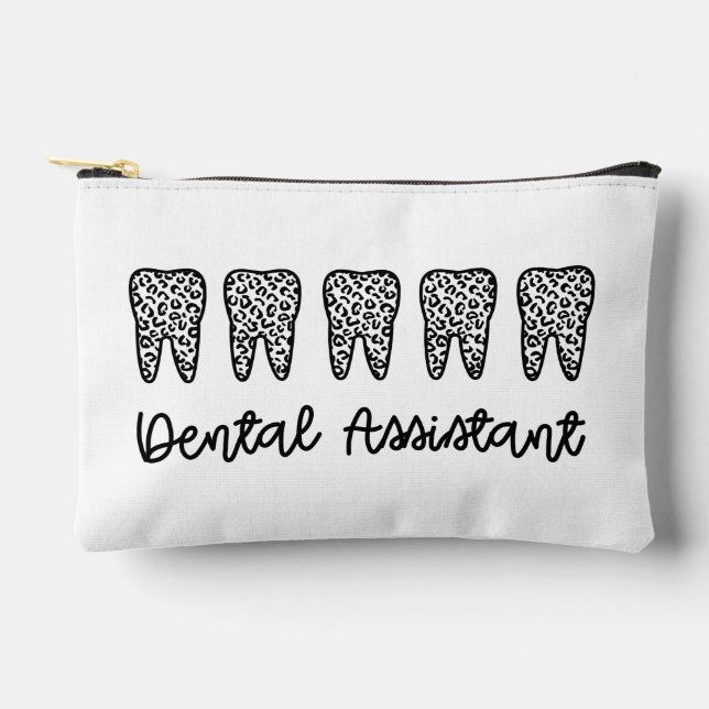 Personalized Dental Assistant Leopard Print Tooth  Accessory Pouch (Front)