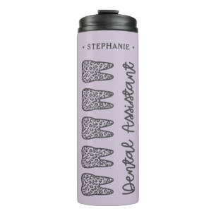Personalized Dental Assistant Leopard Print Tooth  Thermal Tumbler