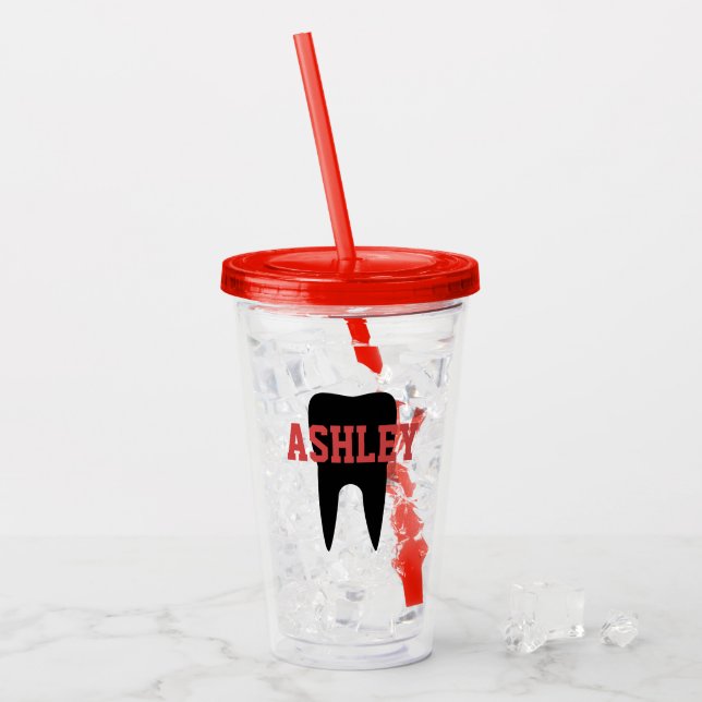 Personalized Dental Hygienist Assistant Gifts Acrylic Tumbler (Front Ice)