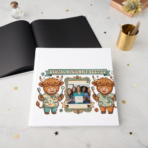 Personalized Dental Hygienist Besties Highland Cow Guest Book