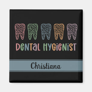 Personalized Dental Hygienist Leopard Print teeth Magnet