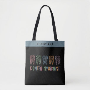 Personalized Dental Hygienist Leopard Print teeth Tote Bag