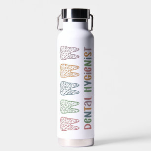 Personalized Dental Hygienist Leopard Print teeth Water Bottle