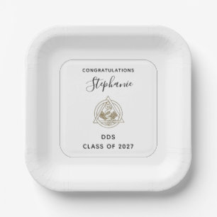 Personalized Dental School Caduceus Graduation  Paper Plate