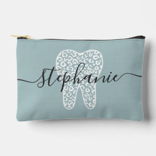 Personalized Dental Squad Leopard Print Tooth Accessory Pouch