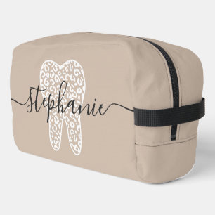 Personalized Dental Squad Leopard Print Tooth Dopp Kit