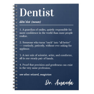Personalized Dentist Dictionary Definition Navy Notebook