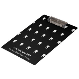 Personalized Dentist Office Black White Tooth Clipboard