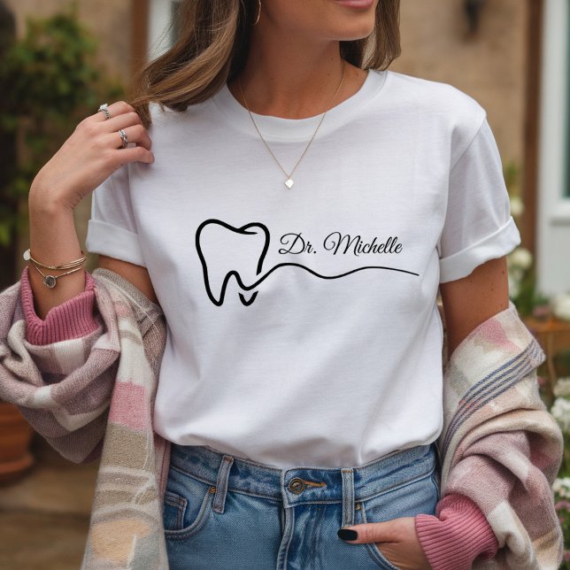 Personalized Dentist Office Dental White Tooth     T-Shirt (Creator Uploaded)