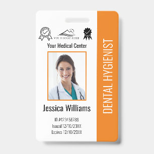 Personalized Dentist Office Logo Photo ID Orange Badge