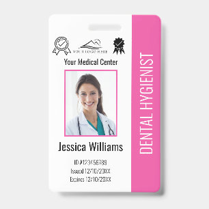 Personalized Dentist Office Logo Photo ID Pink Badge