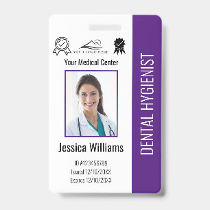 Personalized Dentist Office Logo Photo ID Purple Badge