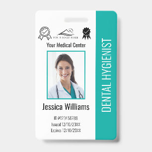 Personalized Dentist Office Logo Photo ID Teal Badge