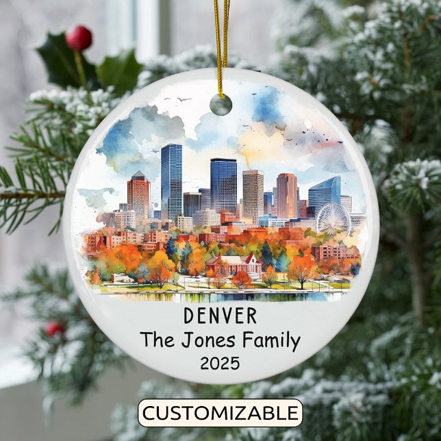 Personalized Denver Ornament, Colorado State Ceramic Ornament (Creator Uploaded)