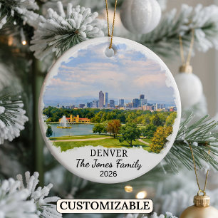 Personalized Denver Ornament, Custom Colorado Ceramic Ornament