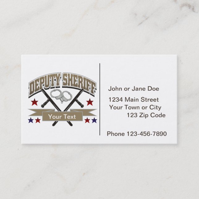 Personalized Deputy Sheriff Business Card (Front)