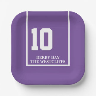 Personalized Derby Party Horse 10 Purple Paper Plate