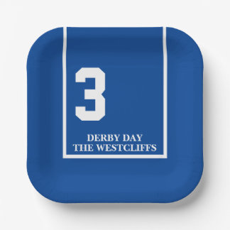 Personalized Derby Party Horse 3 Blue Paper Plate
