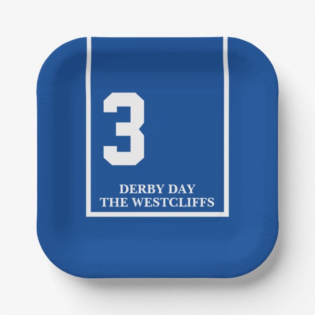 Personalized Derby Party Horse 3 Blue Paper Plate (Front)