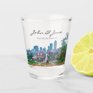 Personalized Des Moines Iowa Skyline Shot Glass