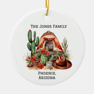 Personalized Desert/Southwestern Camping Ceramic Ornament