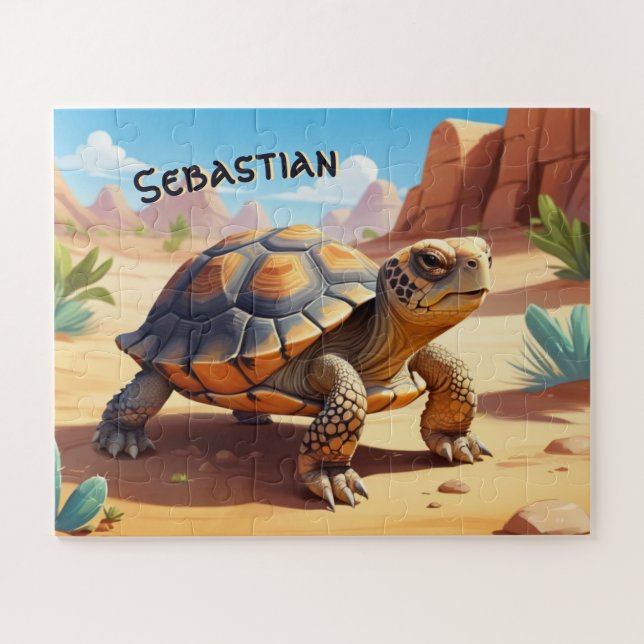 Personalized Desert Tortoise Kids Jigsaw Puzzle (Horizontal)