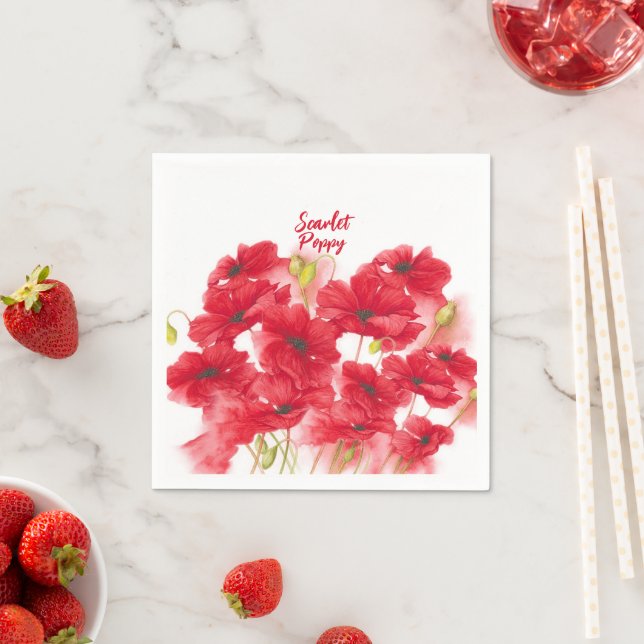 Personalized Design Scarlet Poppy.  Napkin (Insitu)