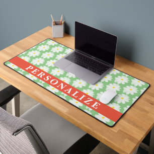 Personalized desk mat with cute daisy flower print